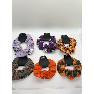6 Pieces Halloween Hair Ties Elastics Hair Scrunchies Pumpkin Ghost‎ Color NEW